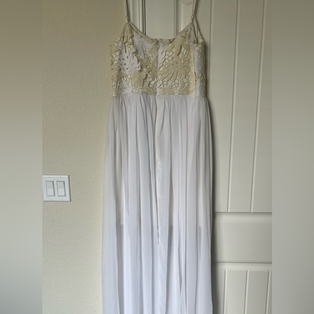 Dress the Population Asha Lave & Chiffon Two-tone Ivory & White Maxi Dress NWT